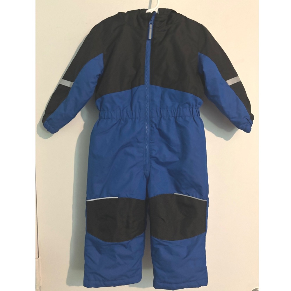 Swiss Tech Sz 2T Boys Blue Black White 1pc Snow Suit Hooded Fleece Lined Zipped